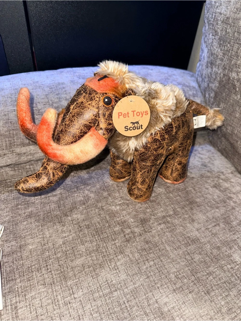 Scout Mammoth Plush Dog Toy | Faux Leather & Fur Squeaker Toy